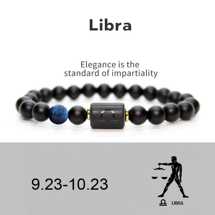 Buddha Stones 12  Constellations of the Zodiac Black Onyx Adjustable Bracelet - Libra - image 2