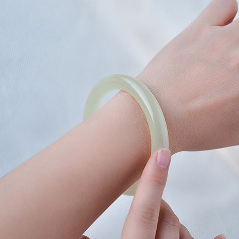 Buddha Stones Natural Afghanistan Jade Abundance Cuff Bracelet Bangle - image 9