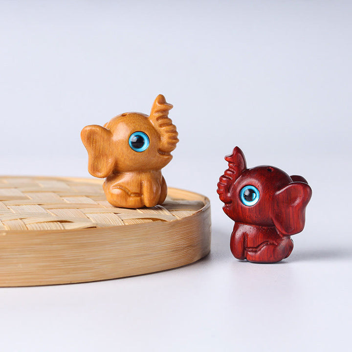 Buddha Stones Sandalwood Small Leaf Red Sandalwood Green Sandalwood Lucky Mini Elephant Carved Protection Decoration - image 25