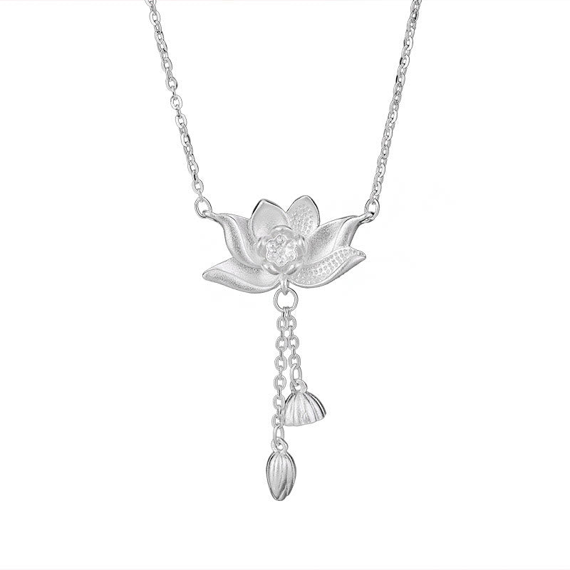 Buddha Stones 999 Sterling Silver Lotus Flower Pod Carved Enlightenment Necklace Pendant - image 9