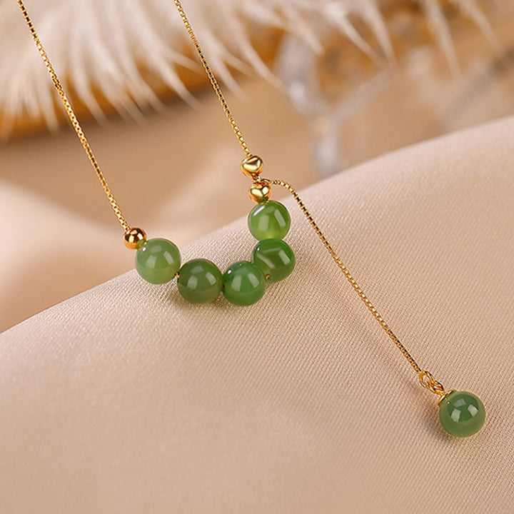 Buddha Stones 925 Sterling Silver Cyan Jade Beads Healing Necklace Pendant - image 8