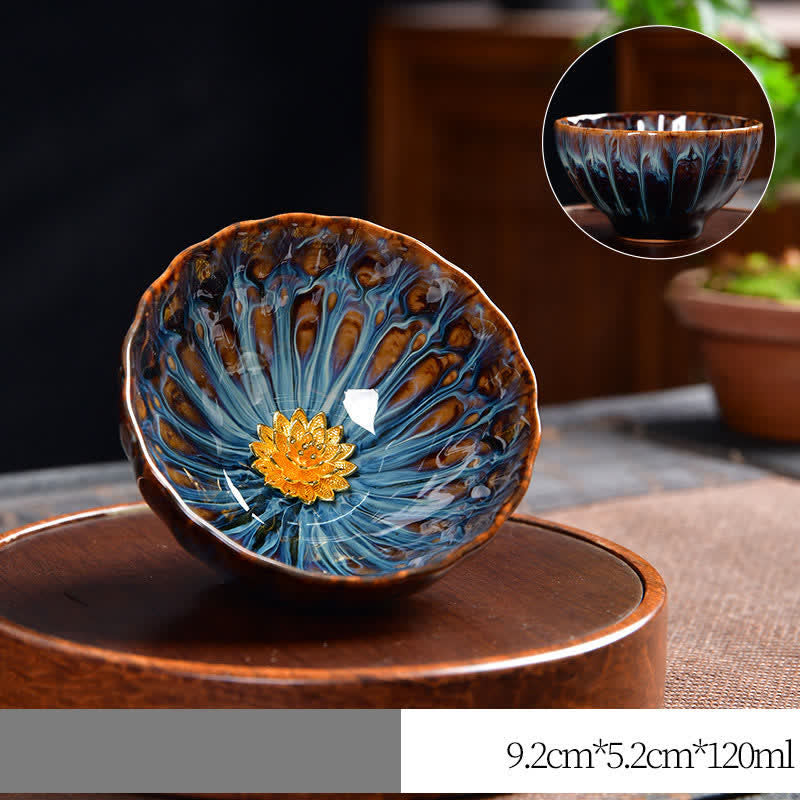 Buddha Stones Lotus Peacock Dragon Phoenix Koi Fish Ceramic Teacup Inlaid Tea Cups 120ml - image 9
