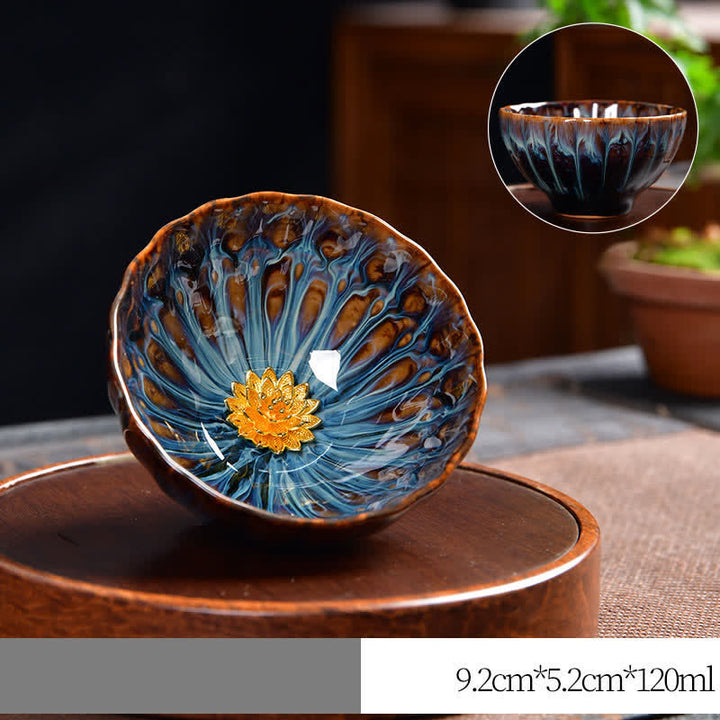 Buddha Stones Lotus Peacock Dragon Phoenix Koi Fish Ceramic Teacup Inlaid Tea Cups 120ml - image 9