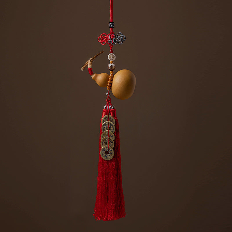 Buddha Stones Feng Shui Coins Gourd Chinese Knot Lucky Coins Five Emperor Money Wealth Tassels Decoration - FireBrick - image 8