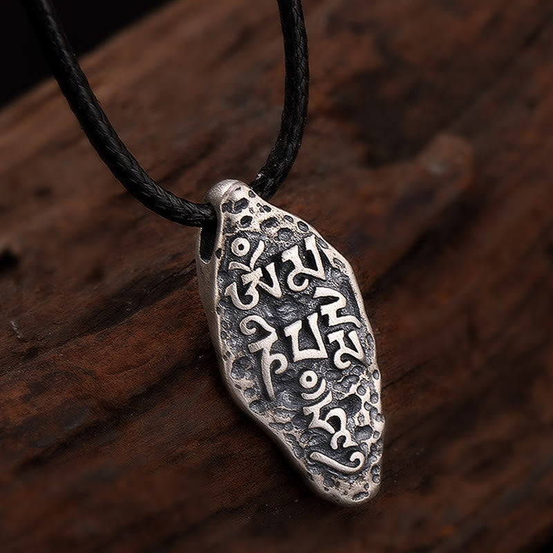 Buddha Stones Tibetan 925 Sterling Silver Om Mani Padme Hum Dorje Vajra Engraved Strength Necklace Pendant - image 7