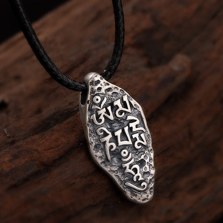 Buddha Stones Tibetan 925 Sterling Silver Om Mani Padme Hum Dorje Vajra Engraved Strength Necklace Pendant - image 7