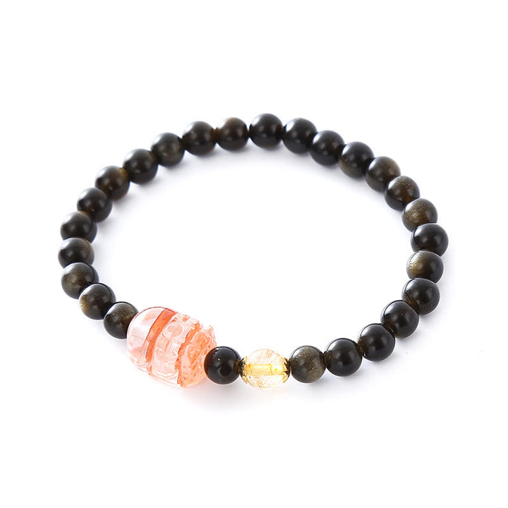 Buddha Stones Natural Gold Sheen Obsidian PiXiu Wealth Protection Bracelet - image 4