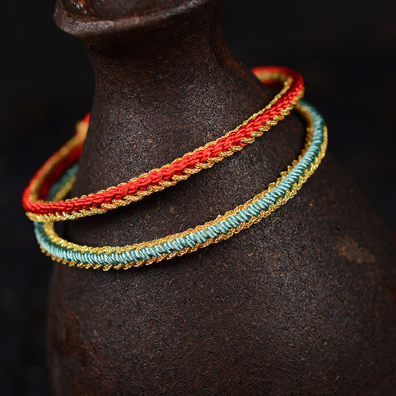 Buddha Stones Two-Color Rope Handcrafted Eight Thread Peace Knot Bracelet - image 0