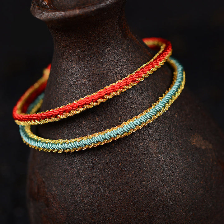 Buddha Stones Two-Color Rope Handcrafted Eight Thread Peace Knot Bracelet - image 0
