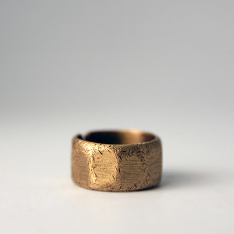 Buddha Stones Tibetan Simple Design Copper Brass Frosted Wealth Ring - image 17