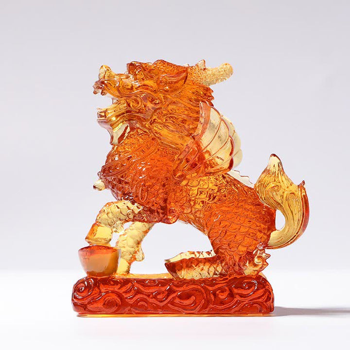 Feng Shui Kirin Handmade Liuli Crystal Art Piece Fortune Home Office Decoration - image 11