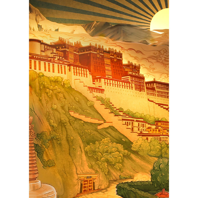 Tibet Potala Palace Paper LED Carving Lamp Art Night Lights Creative LED Table Lamp - image 7