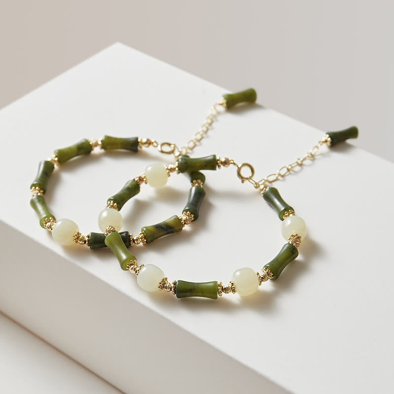 Buddha Stones Glass Bead Bamboo Luck Strength Chain Bracelet - image 0