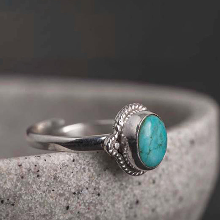 Buddha Stones 925 Sterling Silver Turquoise Wisdom Love Ring - 6.5mm*8mm - image 12