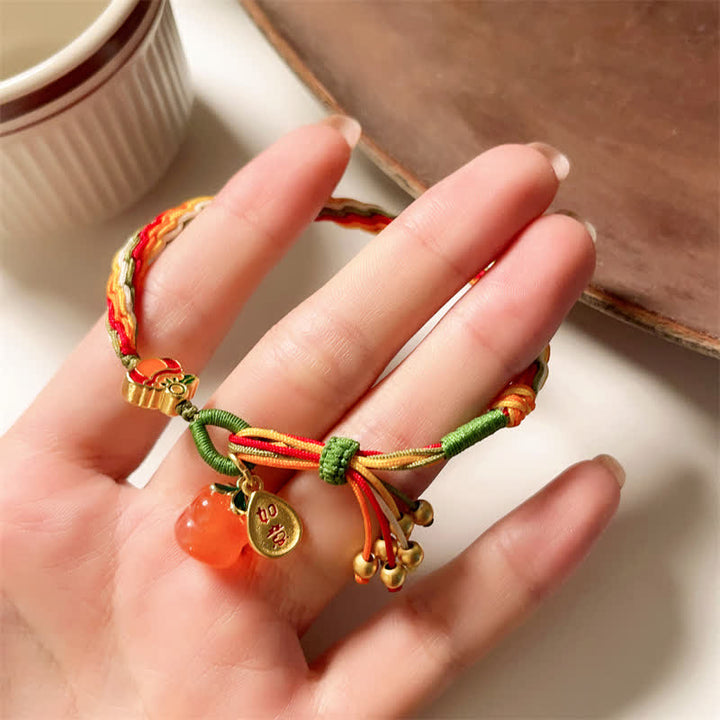 Buddha Stones Persimmon Red Agate Strength Reincarnation Knot Braid String Bracelet - image 10