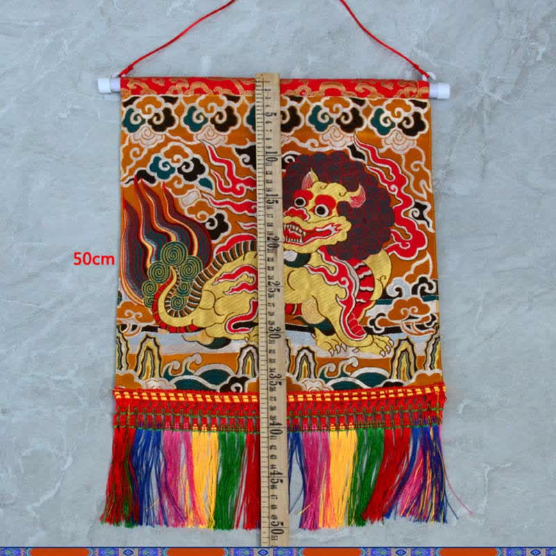 Feng Shui Kirin Spiritual Colorful Tassel Wall Art - image 5
