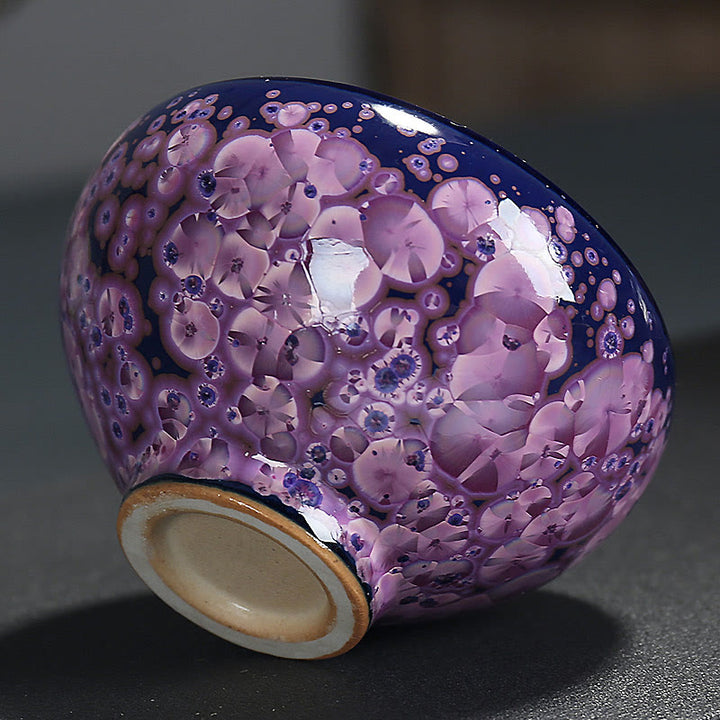 Buddha Stones Colorful Iris Flowers Chinese Jianzhan Kiln Change Porcelain Teacup Tenmoku Kung Fu Tea Cup - image 3