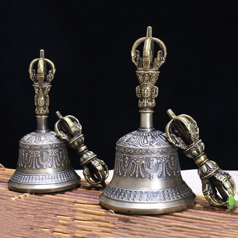 Buddha Stones Tibetan Meditation Bell and Vajra Dorje Copper Enlightenment Decoration Set - image 5
