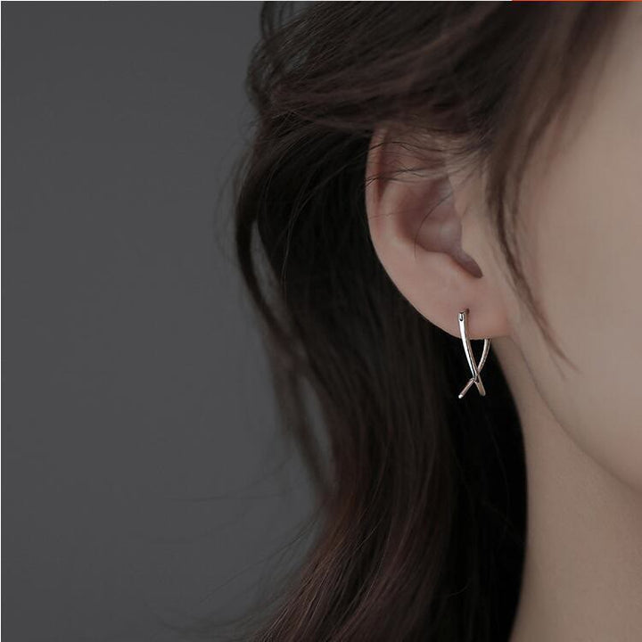 Geometric Cross Design Luck Hoop Earrings - image 3