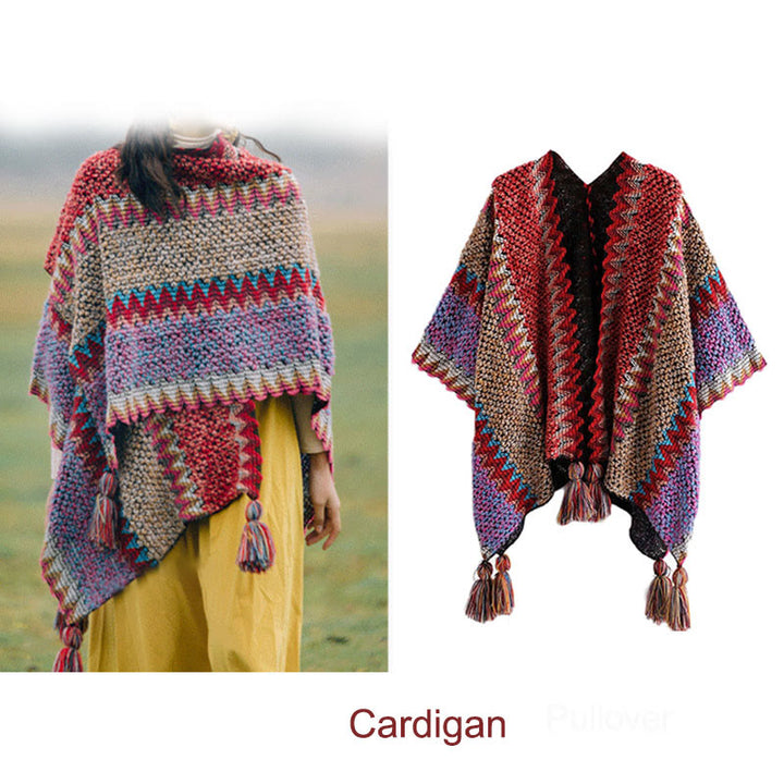 Buddha Stones Tibetan Shawl Knitting Warm Cloak Tibetan Tassel Scarf - image 10