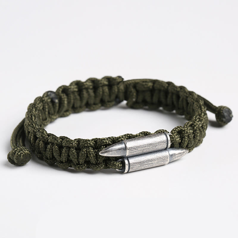 Buddha Stones 925 Sterling Silver Bullet Design Braided Rope Bracelet - image 7