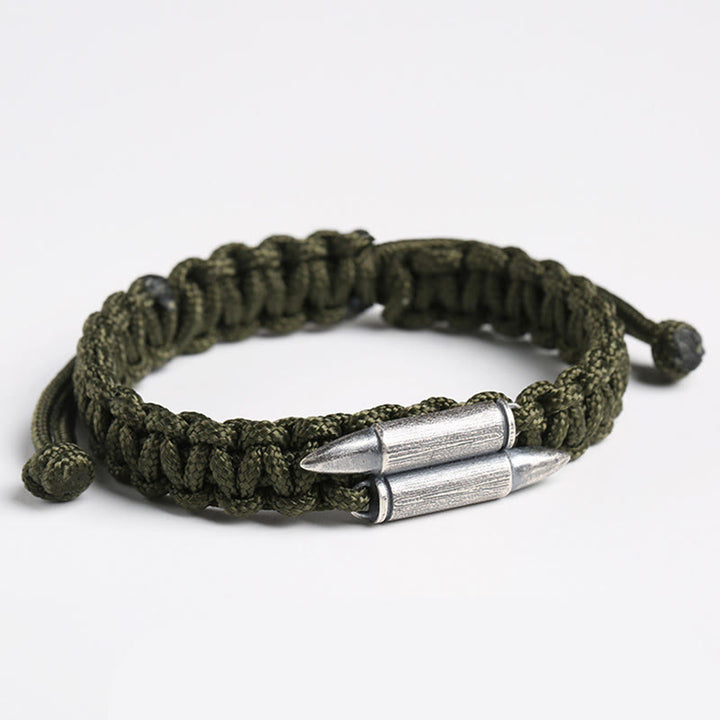 Buddha Stones 925 Sterling Silver Bullet Design Braided Rope Bracelet - image 7