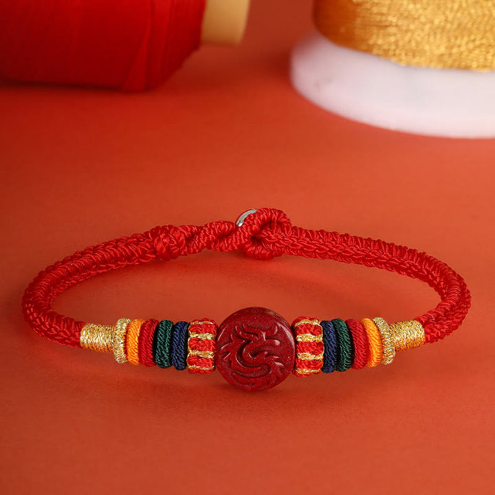 Buddha Stones Year of the Dragon 925 Sterling Silver Chinese Zodiac Cinnabar Auspicious Matches Blessing Bracelet - image 11