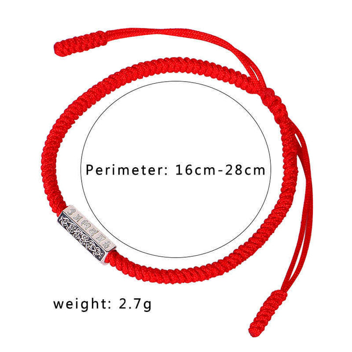 Buddha Stones Om Mani Padme Hum Luck Protection Red String Bracelet - image 6