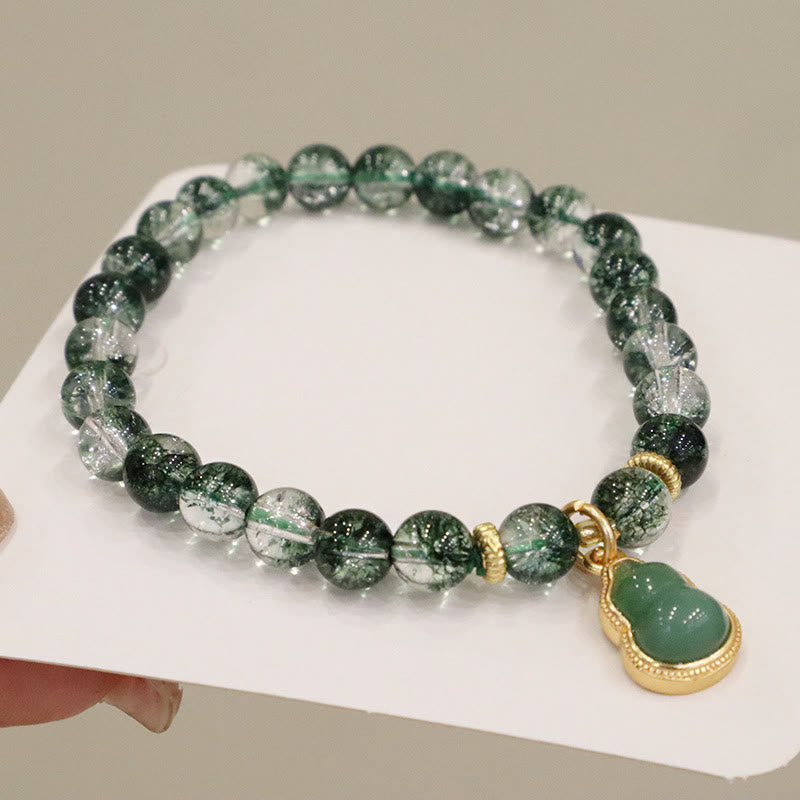 Buddha Stones Natural Green Phantom Confidence Gourd Buddha Charm Bracelet - image 3