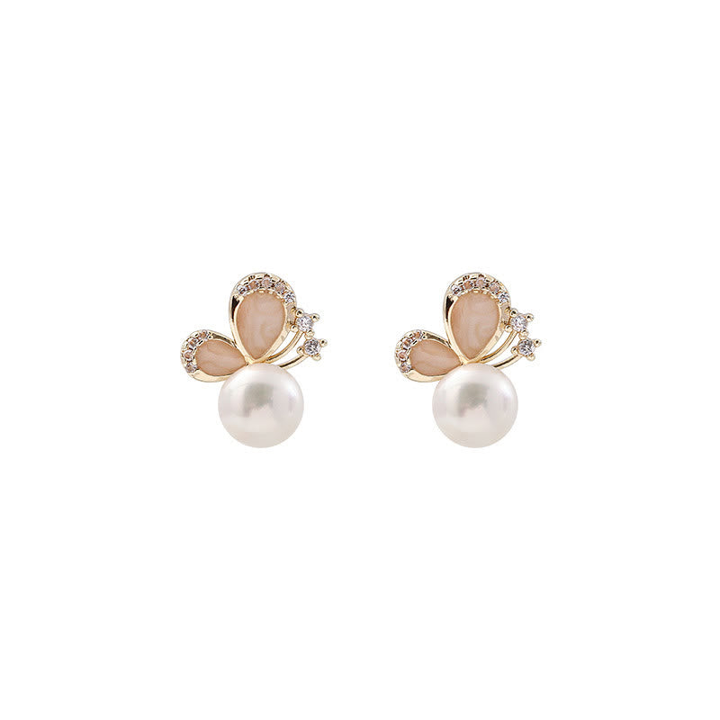 Buddha Stones 18K Gold Pearl Butterfly Love Freedom Stud Earrings - image 10