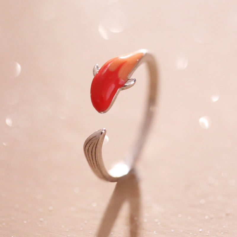 Buddha Stones Koi Fish Copper Balance Luck Adjustable Ring - Copper - image 0