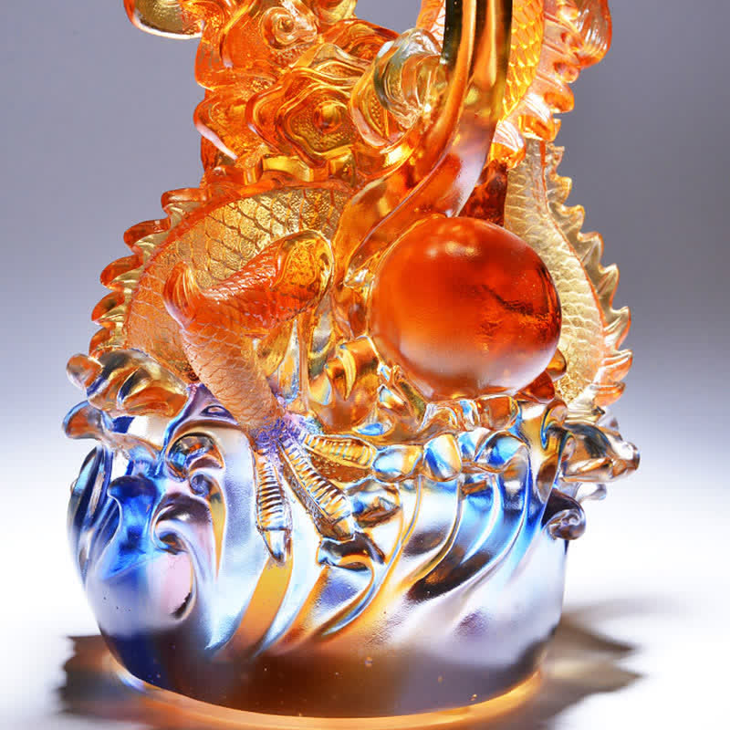 Buddha Stones Feng Shui Dragon Handmade Liuli Crystal Art Piece Success Home Office Decoration - image 5