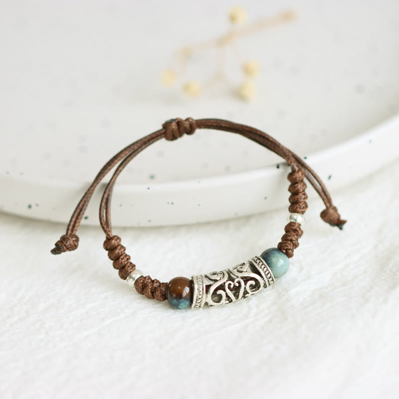 Buddha Stones Tibet Ceramic Bead Wealth String Bracelet - image 1