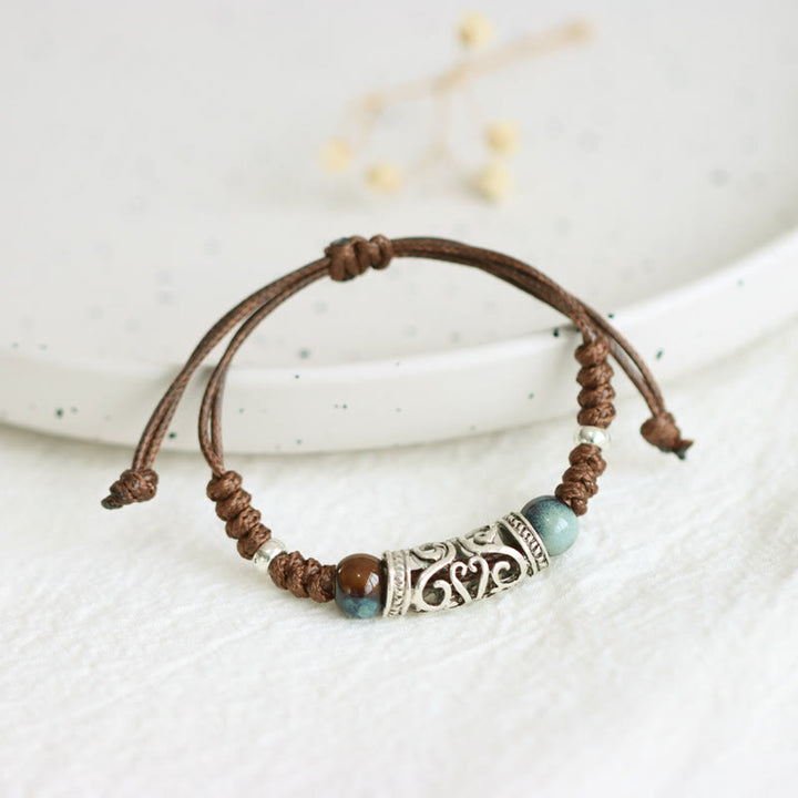 Buddha Stones Tibet Ceramic Bead Wealth String Bracelet - image 1
