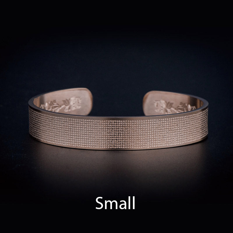 Buddha Stones Shurangama Mantra Engraving Titanium Steel Blessing Bracelet - Peachpuff - Small - image 11