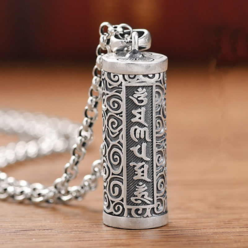 Buddha Stones Six True Words Protection Necklace Pendant - Copper - image 0