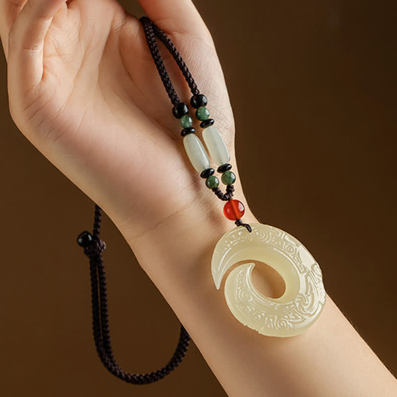 Buddha Stones Peace Buckle Jade Small Leaf Red Sandalwood Cinnabar Agate Luck Necklace Pendant - image 10