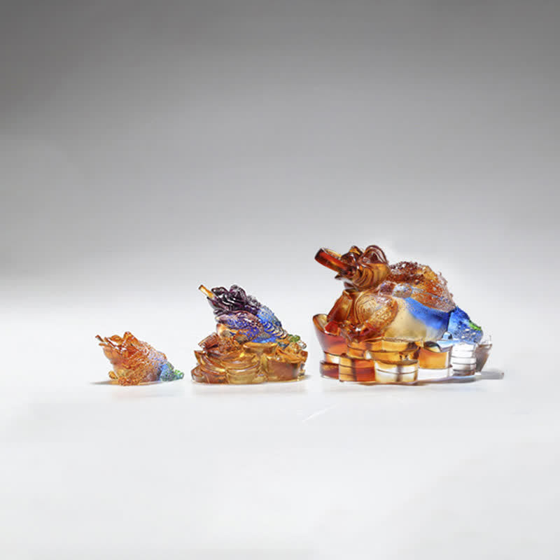 Feng Shui Frog Handmade Liuli Crystal Art Piece Wealth Home Office Decoration - image 18