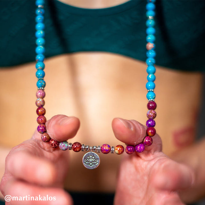Buddha Stones Tibetan Purple Miano Real Bead Harmony Lotus Mala - image 8