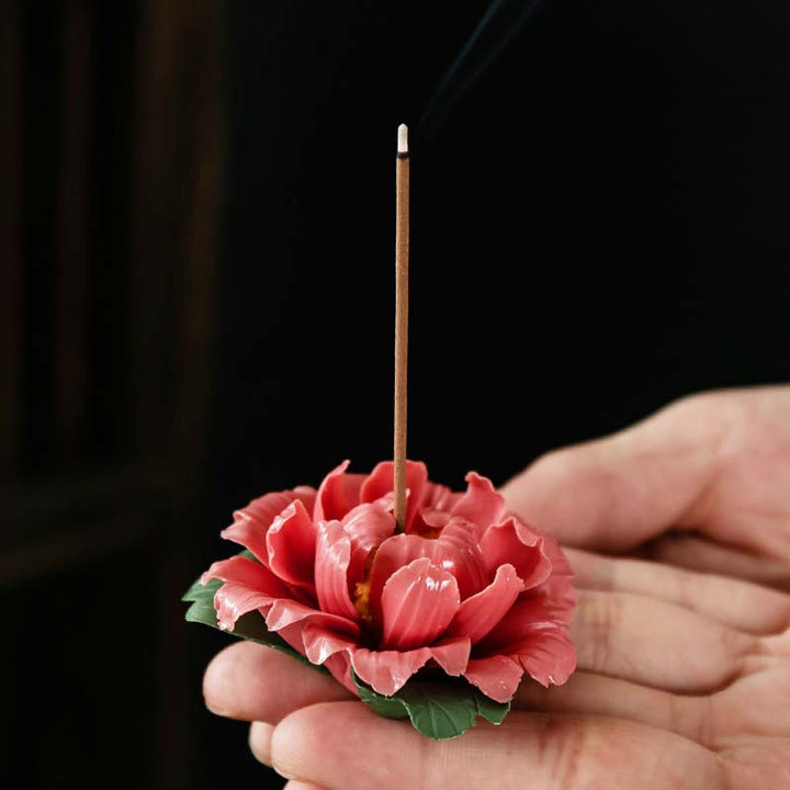Buddha Stones Tibetan Lotus Blessing Ceramic Stick Incense Burner Decoration - image 12