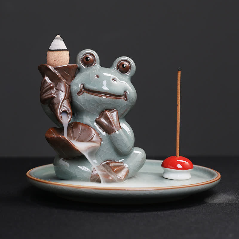 Meditation Frog Ceramic Lotus Healing Incense Burner - Frog - image 8