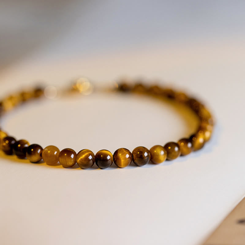 Buddha Stones 14K Gold Plated Natural Tiger Eye Stone Courage Protection Bracelet - image 4