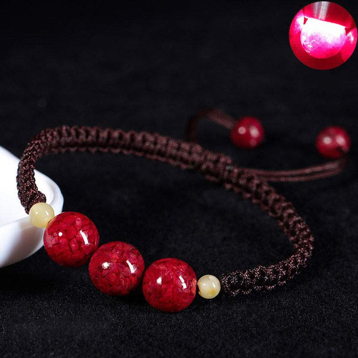 Buddha Stones Cinnabar Blessing Red String Bracelet For Kids - Brown(Wrist Circumference 14cm) - 8mm - image 9