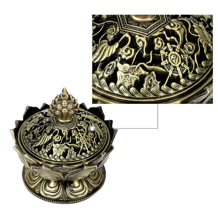 Buddha Stones Tibetan Lotus Shaped Purify Incense Burner - image 14