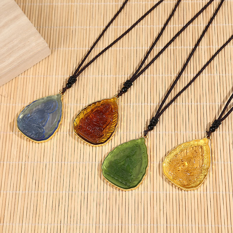 Buddha Stones Tibetan Buddha Liuli Crystal Serenity Necklace Pendant - image 1