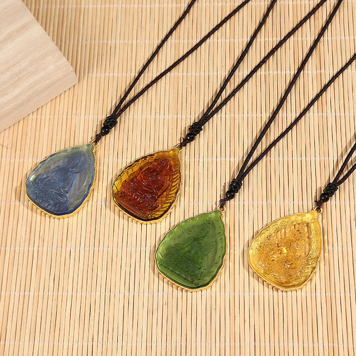 Buddha Stones Tibetan Buddha Liuli Crystal Serenity Necklace Pendant - image 1