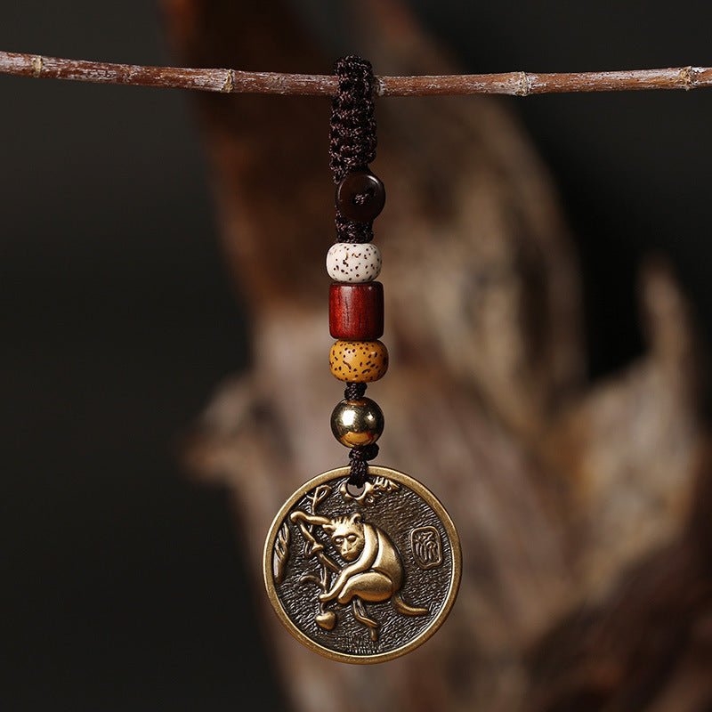 Chinese Zodiac Copper Luck Keychain Decoration - Monkey - image 9