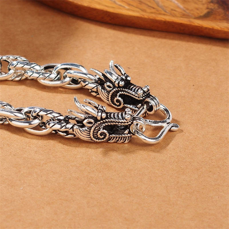 Buddha Stones 925 Sterling Silver Dragon Luck Protection Bracelet - image 3
