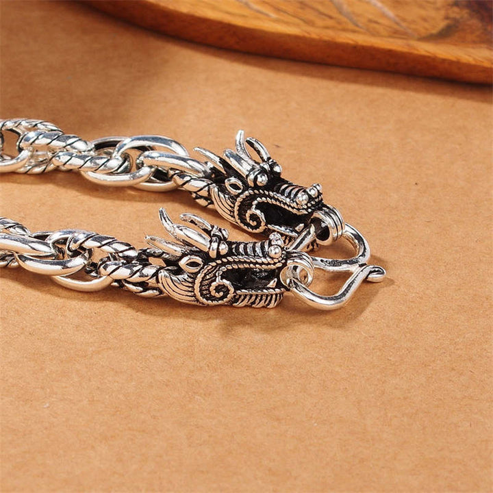 Buddha Stones 925 Sterling Silver Dragon Luck Protection Bracelet - image 3