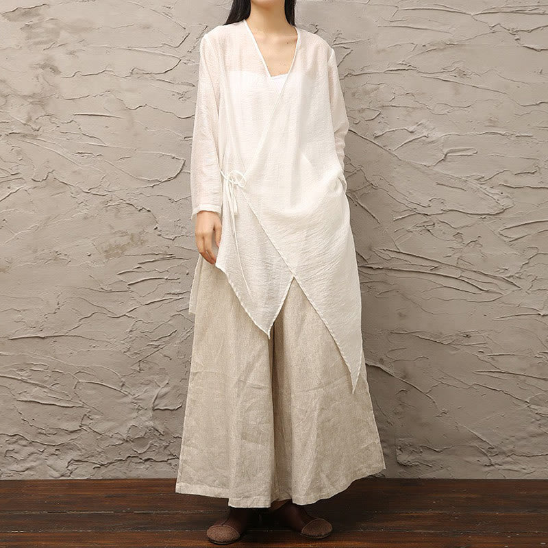 Buddha Stones Simple White Beige Pattern Meditation Spiritual Zen Practice Yoga Clothing Women's Clothes - image 14